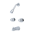 Olympia Faucets Two Handle Tub/Shower Set, IPS, Wallmount, Polished Chrome, Handle Style: Round P-1210